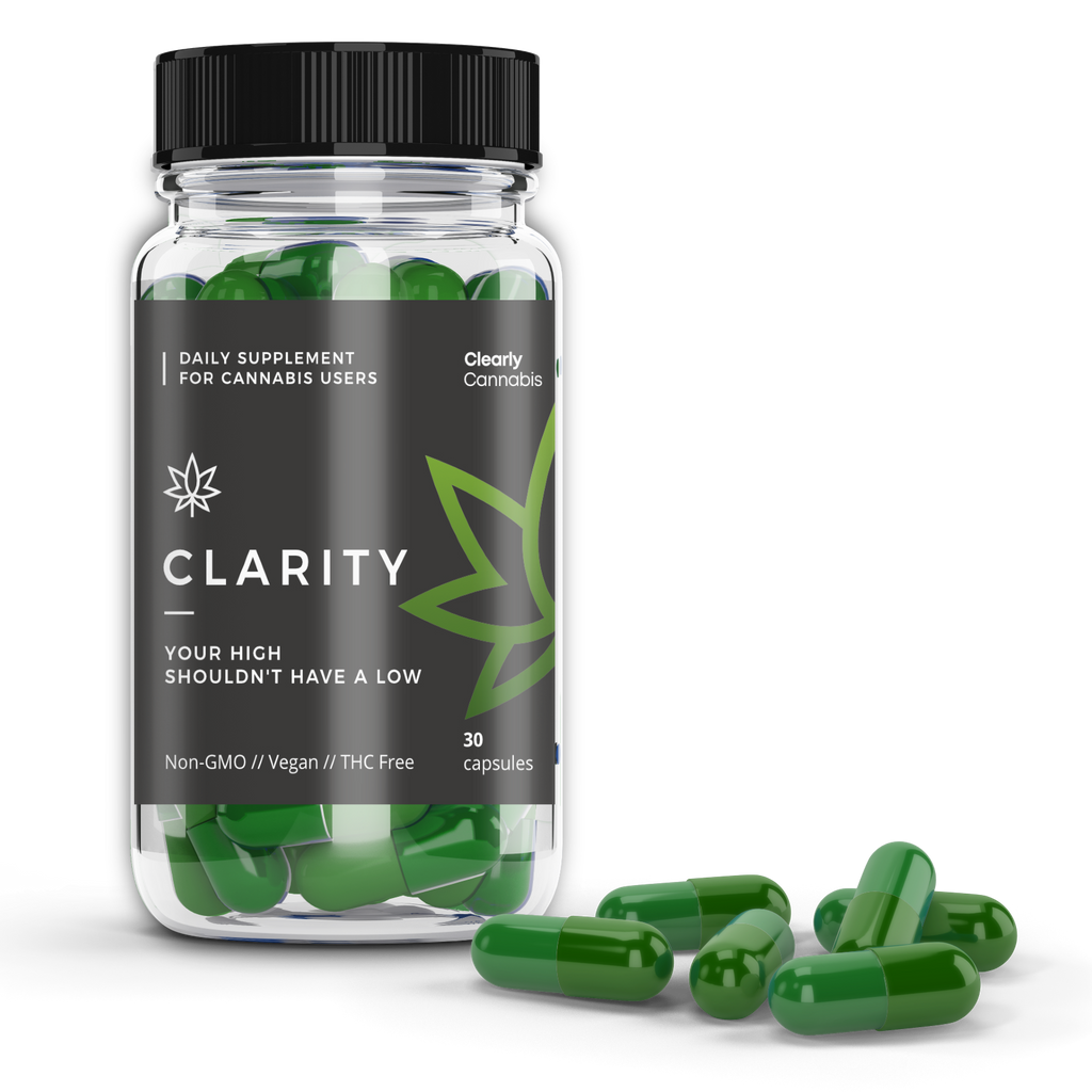 Clarity Adaptogenic Supplement bottle with 30 capsules.